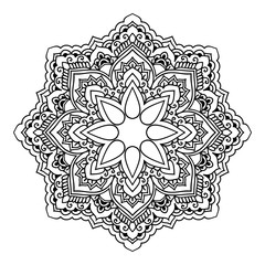 Mandala. Black and white decorative element. Picture for coloring.