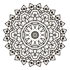 Mandala. Black and white decorative element. Picture for coloring.