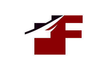 FF Red Negative Space Square Swoosh Letter Logo 
