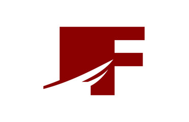 LF Red Negative Space Square Swoosh Letter Logo 