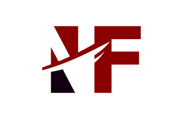 NF Red Negative Space Square Swoosh Letter Logo