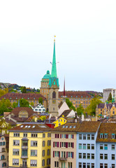 Obraz premium Beautiful view of Zurich and old houses, Switzerland