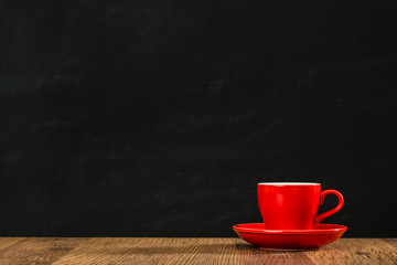 red plate coffee cup show blank design area
