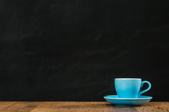 blue ceramic coffee cup set with blank black