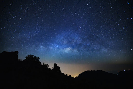 Milky Way Galaxy at Doi Luang Chiang Dao.Long exposure photograph.With grain