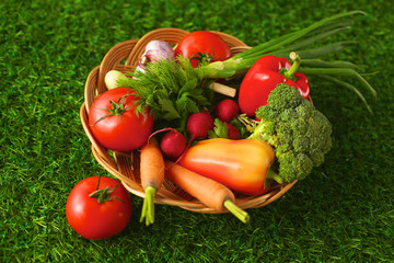 Fresh vegetables on a wooden table. Healthy food. Diet