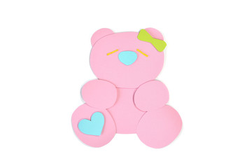 Teddy bear paper cut on white background - isolated