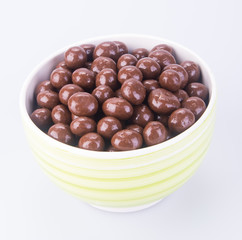 chocolate balls. chocolate balls in bowl on a background