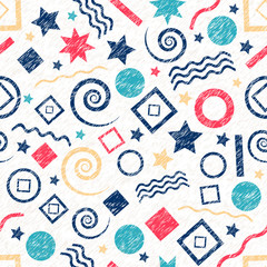 Obraz premium Abstract, marine seamless pattern, maritime shapes, vector illustration