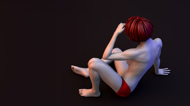 3D illustration of nude beautiful woman.