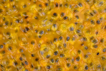 close up of passion fruit juice texture for abstract or background