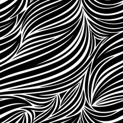 Zebra seamless pattern, black and white stripes, vector illustration