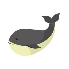 Big black whale with white stomach isolated illustration