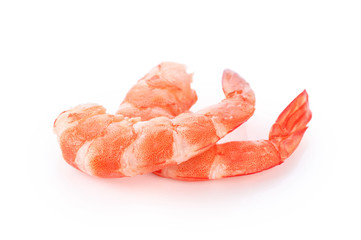 Cooked shrimp isolated on white background.