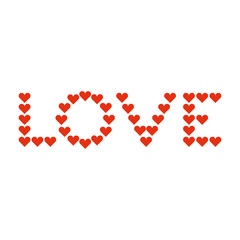 Love typography. Heart typography. Creative love logotype. Letters from hearts.