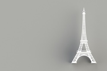 Fototapeta na wymiar White eiffel tower on black background, 3D rendering