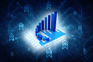 3d illustration business graph