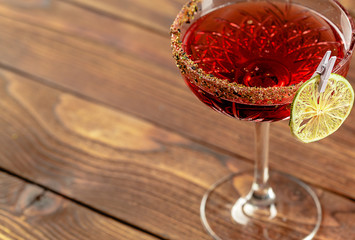 summer cocktail on a wooden table