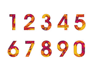 Set of color paper numbers. Numbers Vector Illustration. Paper Cut Number.