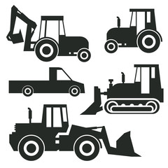 Tractor icon or sign set