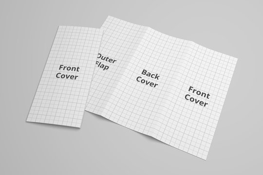 US Letter Tri Fold Brochure 3D Illustration Mockup With Grid No. 6