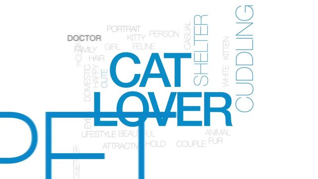 Cat lover animated word cloud, text design animation. Kinetic typography.