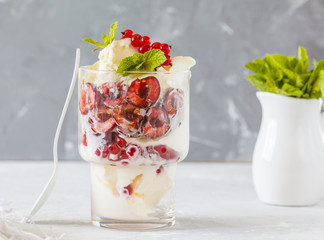 Homemade vanilla ice cream with berries