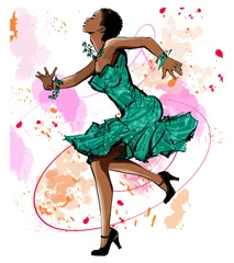 Foto op Aluminium Mooie zwarte vrouw dansen © Isaxar