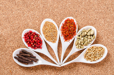 various spices and herbs.