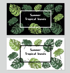 Tropical leaves card Vector Summer exotic invitation
