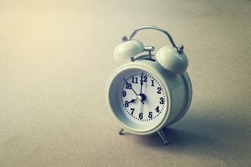 retro alarm clock on wood ,Vintage Filter Processing