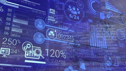 Corporate Infographic And Financial Data On A Blue Background