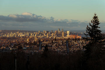 Vancouver downtown in morning light from sunrise
