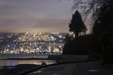 Night long exposure city shot with city lights