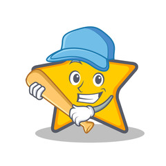 Playing baseball star character cartoon style © kongvector