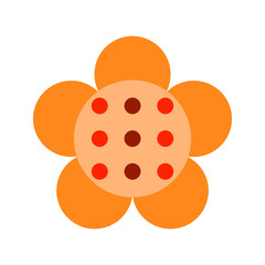 Flat icon of a flower. Colored object on a white background. Digital clipart