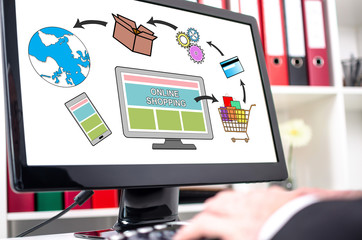 Online shopping concept on a computer screen