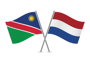 Namibia and Netherlands flags.Vector illustration.