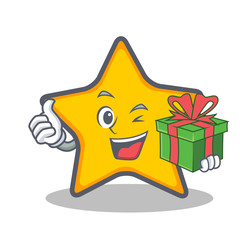 star character cartoon style with gift © kongvector