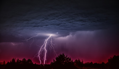 Powerful Lightning Strikes ,colorful thunder sky 