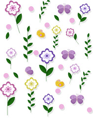 Spring summer floral pattern background Vector for drawing books, positive template