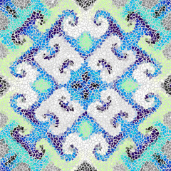 Seamless background pattern. Irregular decorative geometric mosaic art tile pattern from uneven broken pieces.