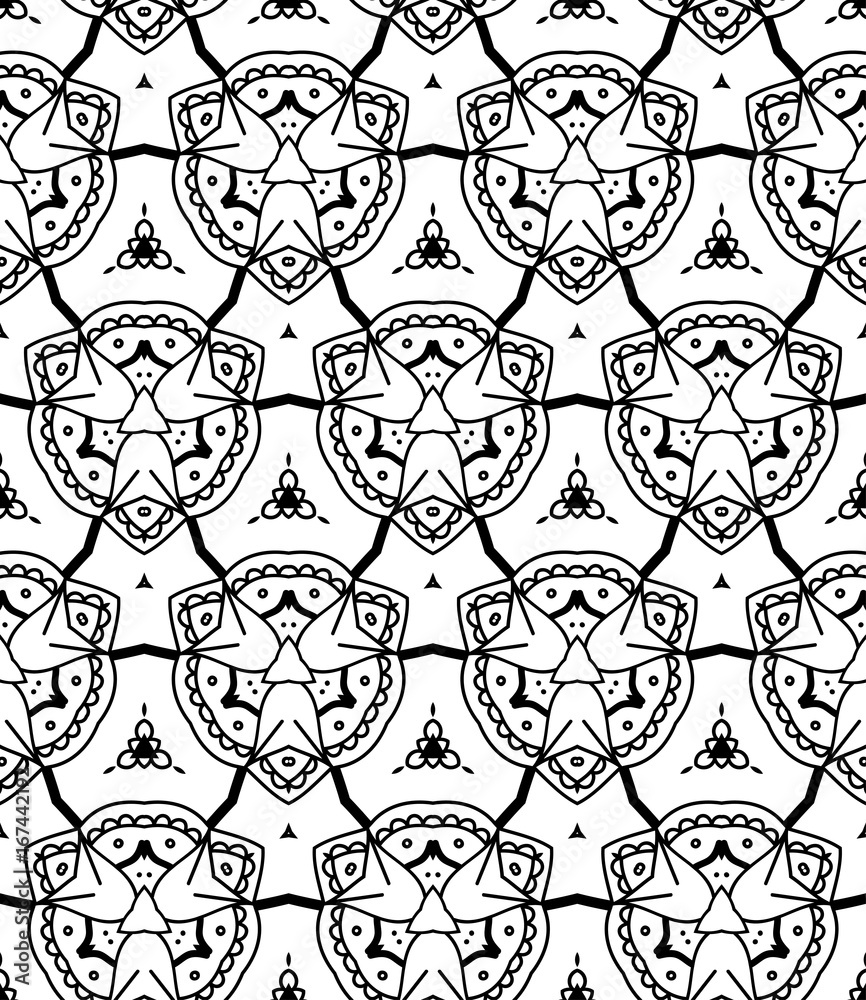 Aufkleber Seamless Abstract Hand Drawn Vector Pattern