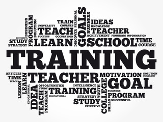 TRAINING word cloud collage, education concept background