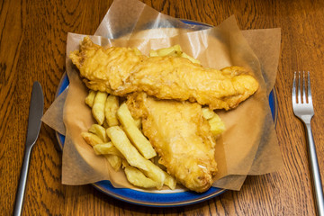 イギリスのフィッシュ&チップス　British style fish and chips