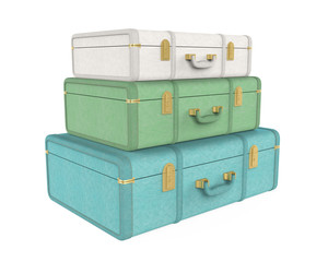 Pile of Vintage Suitcases Isolated