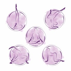 Set of abstract yoga poses
