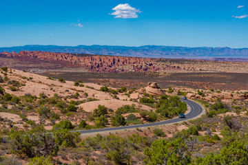 Highway through Arches National Park