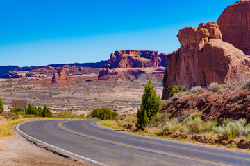 Highway through Arches National Park