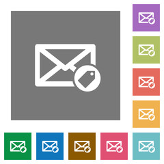 Tagging mail square flat icons